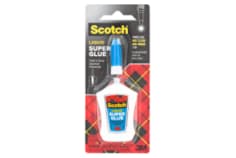 Scotch liquid super glue in easy squeeze dispenser. contains point one four ounces of glue