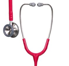 A 3M Littmann Classic II Pediatric Stethoscope, Raspberry Tube, 28 inch, 2122