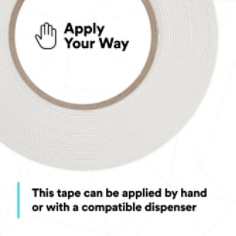 This tape can be applied by hand or with a compatible dispenser in the Scotch® ATG System as Sotch® ATG Repositionable Double Coated Tissue Tape 928