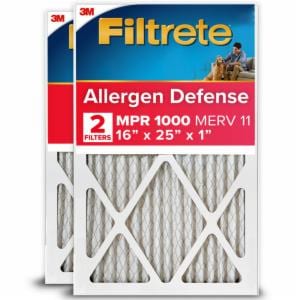 Filtrete Allergen Defense Filter AD01-2PK-6E-NA, MPR 1000, 16 in x 25 in x 1 in (40.6 cm x 63.5 cm x 2.5 cm), 2/pk image Filtrete Allergen Defense Filter AD01-2PK-6E-NA, MPR 1000, 16 in x 25 in x 1 in (40.6 cm x 63.5 cm x 2.5 cm), 2/pkimage