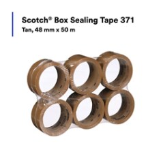 Scotch® Box Sealing Tape 371, Tan, 48 mm x 50 m, 36 Rolls/Case, Conveniently Packaged, rc02