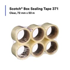 Scotch® Box Sealing Tape 371, Clear, 72 mm x 50 m, 24 per case (6 Rolls/Pack, 4 Packs/Case), rc02