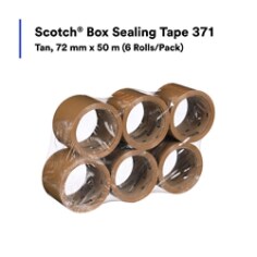 Scotch® Box Sealing Tape 371, Tan, 72 mm x 50 m, 24 Rolls/Case, 6 Rolls/Pack, 4 Packs/Case, rc02
