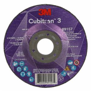 3M™ Cubitron 3 Cut and Grind Wheel, 89157, 36+, T27, 4-1/2 in x 1/8 in x 7/8 in (115 x 3.2 x 22.23 mm), ANSI, 10/Pack, 20 ea/Caseimage