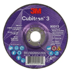 3M Cubitron 3 Cut and Grind Wheel, 90013, 36+, T27, 4 in x 5/32 in x 5/8 in