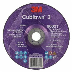 3M™ Cubitron 3 Cut and Grind Wheel, 90021, 36+, T27, 7 in x 5/32 in x 7/8 in (180 x 4.2 x 22.23 mm), ANSI, 10/Pack, 20 ea/Caseimage