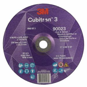 3M™ Cubitron 3 Cut and Grind Wheel, 90023, 36+, T27, 9 in x 5/32 in x 7/8 in (230 x 4.2 x 22.23 mm), ANSI, 10/Pack, 20 ea/Caseimage