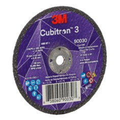 Meule à tronçonner Cubitron™ 3 3M™, 90030, 60+, T1, 75 mm x 0,9 mm x 6,35 mm (3 po x 0,035 po x 1/4 po), ANSI, 25/paquet, 50 unités/caisse