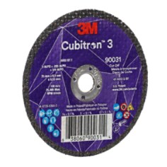 Meule à tronçonner Cubitron™ 3 3M™, 90031, 60+, T1, 75 mm x 0,9 mm x 9,53 mm (3 po x 0,035 po x 3/8 po), ANSI, 25/paquet, 50 unités/caisse