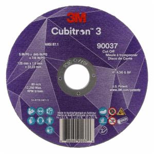 3M™ Cubitron 3 Cut-Off Wheel, 90037, 36+, T1, 5 in x 0.045 in x 7/8 in (125 x 1.6 x 22.23 mm), ANSI, 25/Pack, 50 ea/Case image 3M™ Cubitron 3 Cut-Off Wheel, 90037, 36+, T1, 5 in x 0.045 in x 7/8 in (125 x 1.6 x 22.23 mm), ANSI, 25/Pack, 50 ea/Caseimage