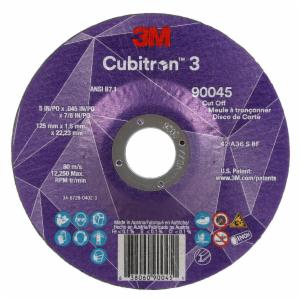 3M™ Cubitron 3 Cut-Off Wheel, 90045, 36+, T27, 5 in x 0.045 in x 7/8 in (125 x 1.6 x 22.23 mm), ANSI, 25/Pack, 50 ea/Case image 3M™ Cubitron 3 Cut-Off Wheel, 90045, 36+, T27, 5 in x 0.045 in x 7/8 in (125 x 1.6 x 22.23 mm), ANSI, 25/Pack, 50 ea/Caseimage