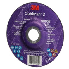 Meule à tronçonner Cubitron™ 3 3M™, 90052, 60+, T27, 125 mm x 1 mm x 22,23 mm (5 po x 0,04 po x 7/8 po), ANSI, 25/paquet, 50 unités/caisse