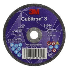 3M Cubitron 3 Cut-Off Wheel, 91564, 60+, T41, 3 in x 3/64 in x 5/16 in