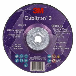3M™ Cubitron 3 Depressed Center Grinding Wheel, 90006, 36+, T27, 6 in x 1/4 in x 5/8 in-11 (150x6mmx5/8-11in), ANSI, 10 ea/Case image 3M™ Cubitron 3 Depressed Center Grinding Wheel, 90006, 36+, T27, 6 in x 1/4 in x 5/8 in-11 (150x6mmx5/8-11in), ANSI, 10 ea/Caseimage