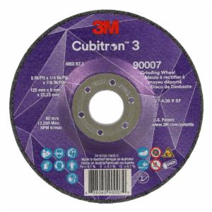 3M™ Cubitron 3 Depressed Center Grinding Wheel, 90007, 36+, T27, 5 in x 1/4 in x 7/8 in (125x6x22.23mm) ANSI, 10/Pack, 20 ea/Case image 3M™ Cubitron 3 Depressed Center Grinding Wheel, 90007, 36+, T27, 5 in x 1/4 in x 7/8 in (125x6x22.23mm) ANSI, 10/Pack, 20 ea/Caseimage