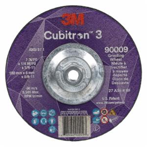 3M™ Cubitron 3 Depressed Center Grinding Wheel, 90009, 36+, T27, 7 in x 1/4 in x 5/8 in-11 (180x6mmx5/8-11in), ANSI, 10 ea/Case image 3M™ Cubitron 3 Depressed Center Grinding Wheel, 90009, 36+, T27, 7 in x 1/4 in x 5/8 in-11 (180x6mmx5/8-11in), ANSI, 10 ea/Caseimage
