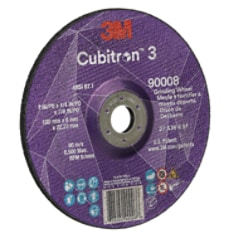 3M™ Cubitron™ 3 Depressed Center Grinding Wheel, 90008, 36+, T27, 7 in x 1/4 in x 7/8 in (180x6x22.23mm)