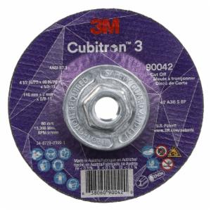 3M™ Cubitron 3 Cut-Off Wheel, 90042, 36+, T27, 4-1/2 in x 0.09 in x 5/8 in-11 (115 x 2 mm x 5/8-11 in), ANSI, 10 ea/Case image 3M™ Cubitron 3 Cut-Off Wheel, 90042, 36+, T27, 4-1/2 in x 0.09 in x 5/8 in-11 (115 x 2 mm x 5/8-11 in), ANSI, 10 ea/Caseimage