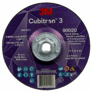3M™ Cubitron 3 Cut and Grind Wheel, 90020, 36+, T27, 6 in x 5/32 in x 5/8 in-11 (150 x 4.2 mm x 5/8-11 in), ANSI, 10 ea/Caseimage