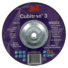 A 3M Cubitron 3 Cut and Grind Wheel, 90022, 36+, T27, 7 in x 5/32 in x 5/8 in-11