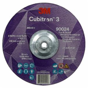 3M™ Cubitron 3 Cut and Grind Wheel, 90024, 36+, T27, 9 in x 5/32 in x 5/8 in-11 (230 x 4.2 mm x 5/8-11 in), ANSI, 10 ea/Caseimage