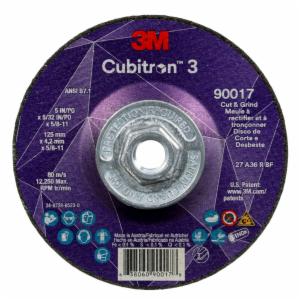 3M™ Cubitron 3 Cut and Grind Wheel, 90017, 36+, T27, 5 in x 5/32 in x 5/8 in-11 (125 x 4.2 mm x 5/8-11 in), ANSI, 10 ea/Caseimage