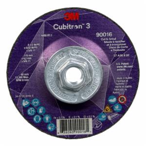 3M™ Cubitron 3 Cut and Grind Wheel, 90016, 36+, T27, 4-1/2 in x 5/32 in x 5/8 in-11 (115 x 4.2 mm x 5/8-11 in), ANSI, 10 ea/Caseimage