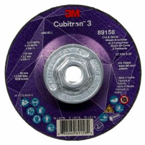 3M™ Cubitron 3 Cut and Grind Wheel, 89158, 36+, T27, 4-1/2 in x 1/8 in x 5/8 in-11 (115 x 3.2 mm x 5/8-11 in), ANSI, 10 ea/Case image 3M™ Cubitron 3 Cut and Grind Wheel, 89158, 36+, T27, 4-1/2 in x 1/8 in x 5/8 in-11 (115 x 3.2 mm x 5/8-11 in), ANSI, 10 ea/Caseimage