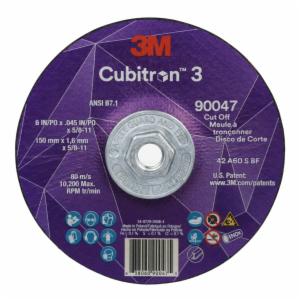 3M™ Cubitron 3 Cut-Off Wheel, 90047, 60+, T27, 6 in x 0.045 in x 5/8 in-11 (150 x 1.6 mm x 5/8-11 in), ANSI, 10 ea/Case image 3M™ Cubitron 3 Cut-Off Wheel, 90047, 60+, T27, 6 in x 0.045 in x 5/8 in-11 (150 x 1.6 mm x 5/8-11 in), ANSI, 10 ea/Caseimage