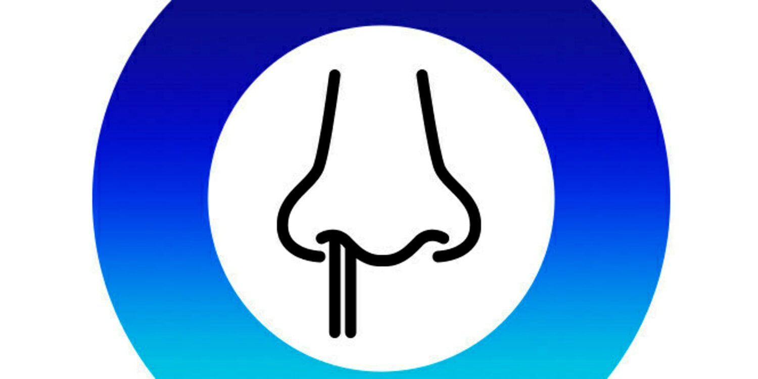 Nose with tube sticking out inside blue gradient circle icon