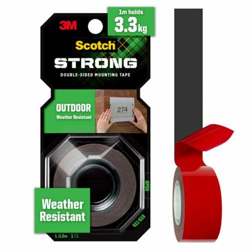 Scotch® Outdoor Double-Sided Mounting Tape 411-S19, 19 mm x 1.5 m