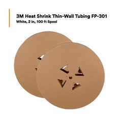 3M™ Heat Shrink Thin-Wall Tubing FP-301, White, 2 in, 100 ft Spool, 2 Spools/Case