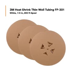 3M™ Heat Shrink Thin-Wall Tubing FP-301, White, 1/2 in, 200 ft Spool, 3 Spools/Case