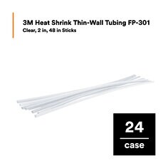 3M™ Heat Shrink Thin-Wall Tubing FP-301, Clear, 2 in, 48 in Sticks, 24 Pieces/Case
