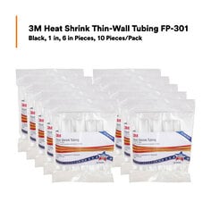 3M™ Heat Shrink Thin-Wall Tubing FP-301, Clear, 1 in, 6 in Pieces, 10 Pieces/Pack, 10 Packs/Case