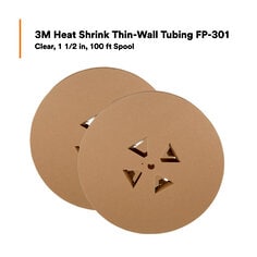 3M™ Heat Shrink Thin-Wall Tubing FP-301, Clear, 1 1/2 in, 100 ft Spool, 2 Spools/Case