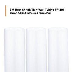 3M™ Heat Shrink Thin-Wall Tubing FP-301, Clear, 1 1/2 in, 6 in Sticks, 3 Pieces/Pack, 10 Packs/Case