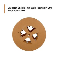 3M™ Heat Shrink Thin-Wall Tubing FP-301, Blue, 4 in, 50 ft Spool, 1 Spool/Case