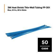 3M™ Heat Shrink Thin-Wall Tubing FP-301, Blue, 3/4 in, 48 in Sticks, 50 Pieces/Case