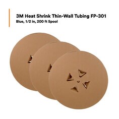 3M™ Heat Shrink Thin-Wall Tubing FP-301, Blue, 1/2 in, 200 ft Spool, 3 Spools/Case