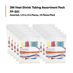 3M™ Heat Shrink Tubing Assortment Pack FP-301, Assorted, 1/2 in, 6 in Pieces, 7 Colors/2 Each