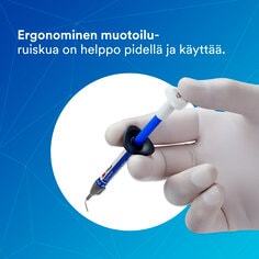 Ergonominen muotoilu - helpompi pitää kädessä ja pistää ruiskua.