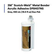 3M™ Scotch-Weld™ Metal Bonder Acrylic Adhesive DP8407NS, Gray, 490 mL (16.5 fl oz) Duo-Pak, 6/Case