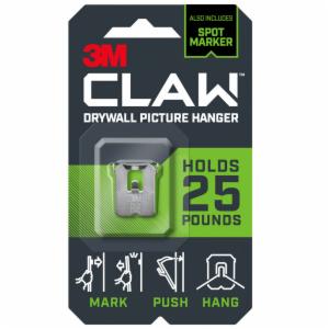 3M CLAW Drywall Picture Hanger 25 lb with Temporary Spot Marker 3PH25M-1ES, 1 hanger, 1 marker image 3M CLAW Drywall Picture Hanger 25 lb with Temporary Spot Marker 3PH25M-1ES, 1 hanger, 1 markerimage