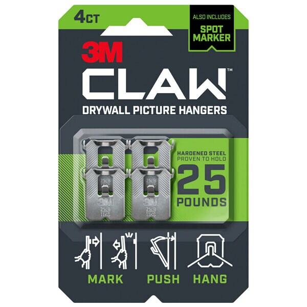 CLAW Drywall Picture Hanger 25 lb with Temporary Spot Marker 3PH25M-4ES