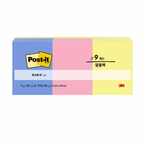 포스트-잇® 노트 653-9ASST, 51 mm x 38 mm, 멀티팩, 48 개/박스