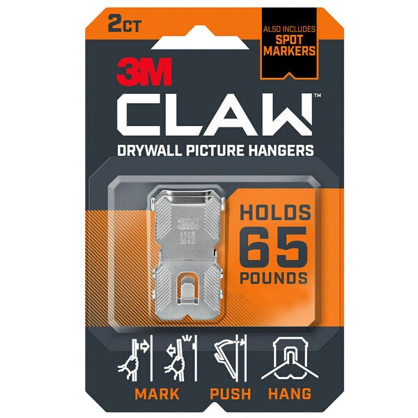 CLAW 65lb Drywall Picture Hangers with Spot Markers 3PH65M-2EF