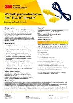 Wkładki przeciwhałasowe 3M™ E-A-R™ UltraFit™: karta danych technicznych