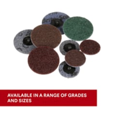 Scotch-Brite Roloc SE Surface Conditioning Disc. Scotch-Brite Roloc SE Surface Conditioning Disc combines a coarse, non-woven disc to perform heavy-duty deburring and finishing with the efficiency of the 3M Roloc quick-change attachment system. Heavy-duty non-woven fiber construction conforms well to help preserve irregular or contoured surfaces and Roloc backing supports the disc to allow for aggressive cutting. Base ID: B40064879, Pathfinder Project; UPC; Basic Content; Rich Product Card; PF23, Secondary Image 02