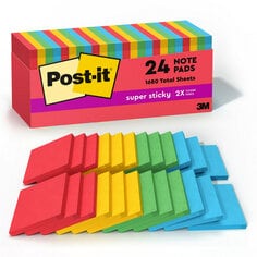 Post-it® Super Sticky Notes, 3 in. x 3 in., Playful Primaries Collection, 